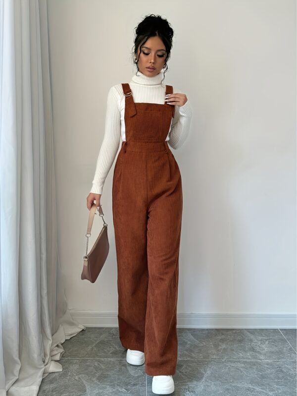 Women's Minimalist Corduroy Suspender Jumpsuit