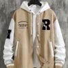 Men's R-Letter Patchwork Street Style Baseball Jacket – Starry Khaki