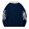 Men's Academic Style Loose Fit Lapel Sweater – Navy