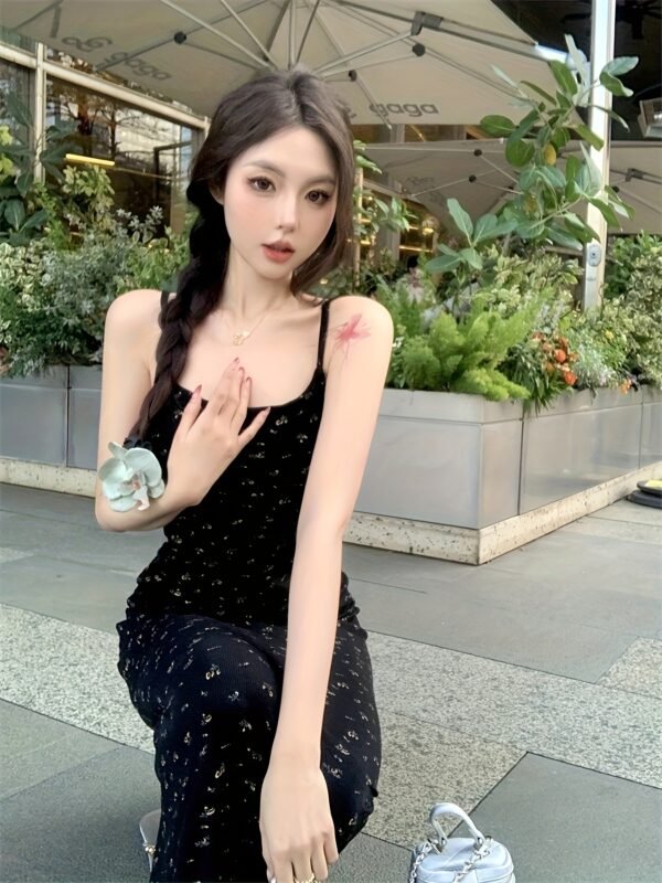 Floral Suspender Dress Summer Slim Fit Hip Wrap Long Dress