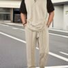 Men's Casual Color-Block Shirt & Drawstring Pants Set – Apricot