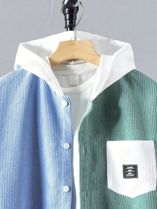 Men's Contrast Color Casual Shirt Jacket