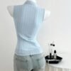 Women'S Jacquard Button Design Lace-Up Shirt