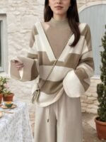 Women's Off-Shoulder Halter Neck Striped Sweater