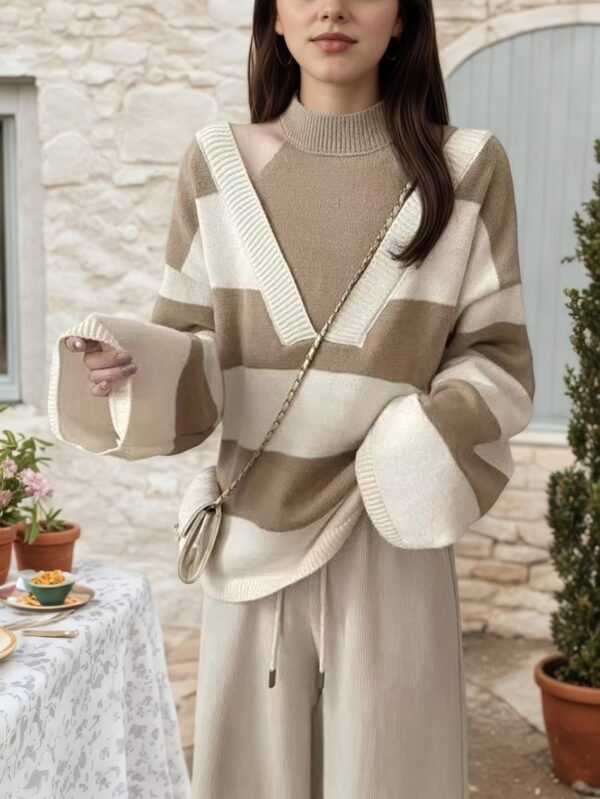 9cde7f8ae98e4b698dc374395074caf1-goods.jpeg Women's Off-Shoulder Halter Neck Striped Sweater