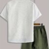 Men's Summer Stand Collar Color Block Shirt & Drawstring Shorts 2-Piece Set – Green & White