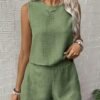 a357abd9-7138-4238-a099-196067d6acd0.jpg Women's Summer Textured Solid Color Vest & Shorts Set – Green