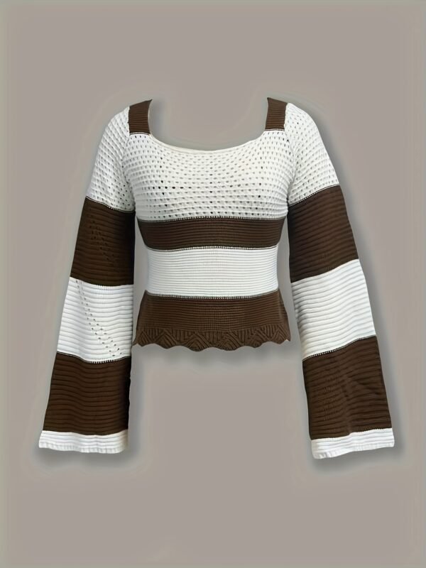 a3d105cd-d85c-4fcc-8fd2-4920463f7b97.jpg Women's Y2K Bell Sleeve Pullover Sweater – Coffee White