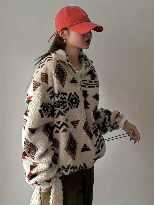 ac1660a0-8bab-4510-b305-381f78f6e0c0.jpg Women's Plush Sweatshirt with Zipper Neck Detail