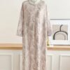 Women's Floral Print Round Neck Dress – Pale Pinkish Gray