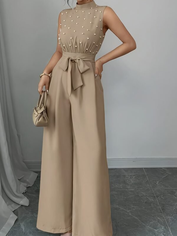 High-Neck Sleeveless Wide-Leg Jumpsuit