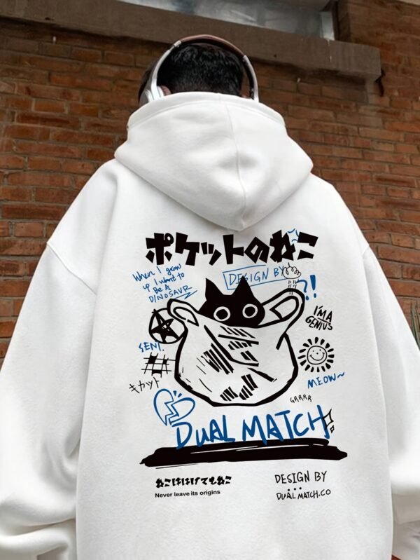 b36ea9bd-7c6d-4c67-a62a-4cc8c696e304.jpg Men's Minimalist Kitten Print Hooded Sweatshirt with Pocket