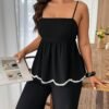 Plus Size Colour-Block Camisole & Pants Set