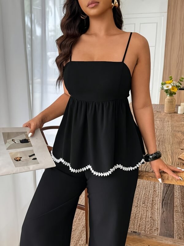 Plus Size Colour-Block Camisole & Pants Set