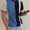 Men's Contrast Color Versatile Knit Sweater Top