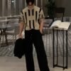 Men's Round Neck Knitted Short Sleeve Sweater