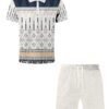 Men's Polo Collar Shirt & Drawstring Shorts 2-Piece Set