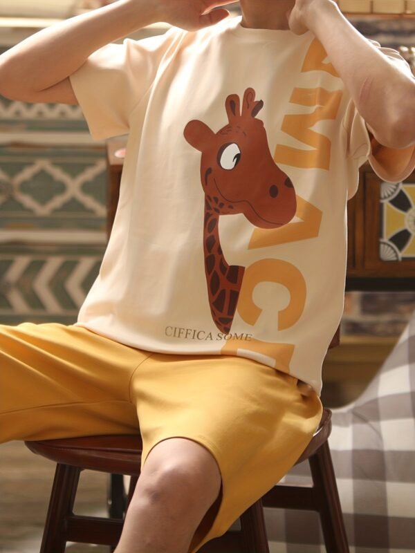 Men's Cartoon Print Short Sleeve Pajama Set