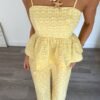 Jacquard Halter Top & Ruffle Hem Pants Set