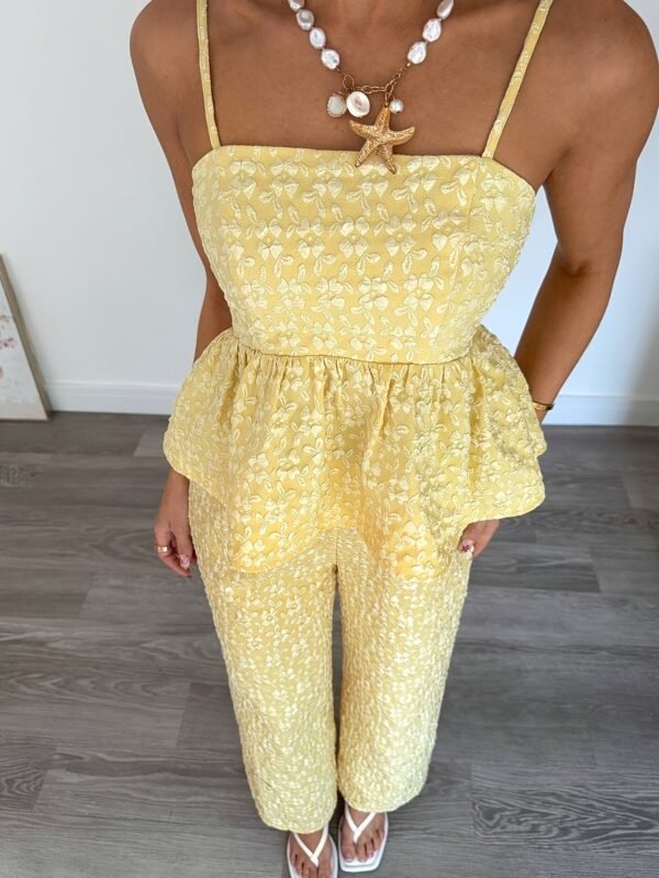 Jacquard Halter Top & Ruffle Hem Pants Set