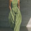 bac3dcf4-d341-416a-bb17-6ad1d27558d4.jpg French Green One-Shoulder Wide-Leg Jumpsuit