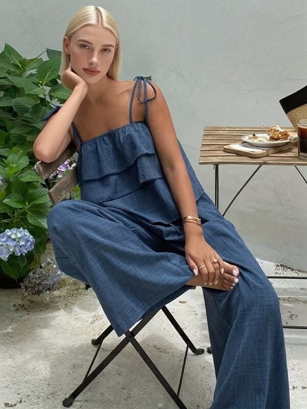 Women's Elegant Floral Print Sleeveless Cinched Waist Maxi Jumpsuit