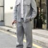 Men's Button-Up Casual Workwear Cardigan Jacket – Light Grey