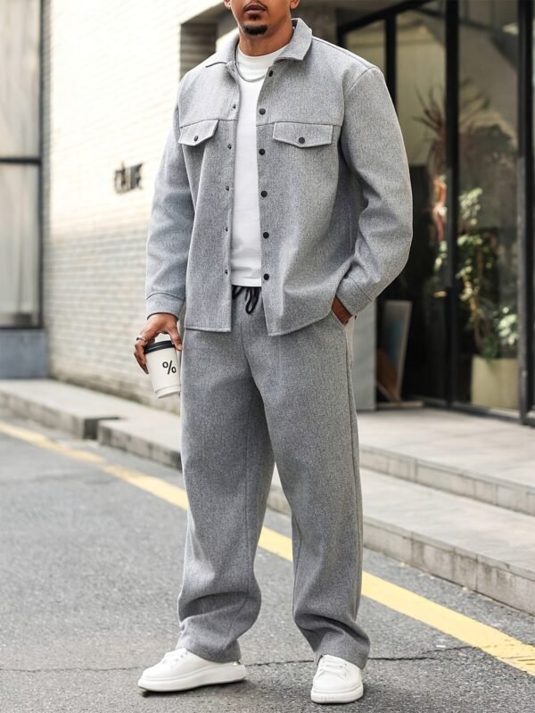 Men's Button-Up Casual Workwear Cardigan Jacket – Light Grey