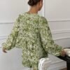 Matcha Floral Tie-Front Shirt & Shorts Set