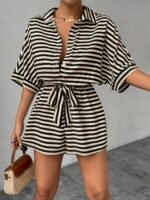 Graphite Striped Casual Mini Dress