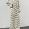 c0a66c2b-cdea-45a6-bcd0-33ea6856f1c6.jpg Women's Striped V-Neck Long Sleeve Top & Elastic Waist Pants 2-Piece Set