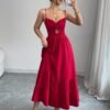 Deep V-Neck Hollow-Out Flowing Maxi Dress