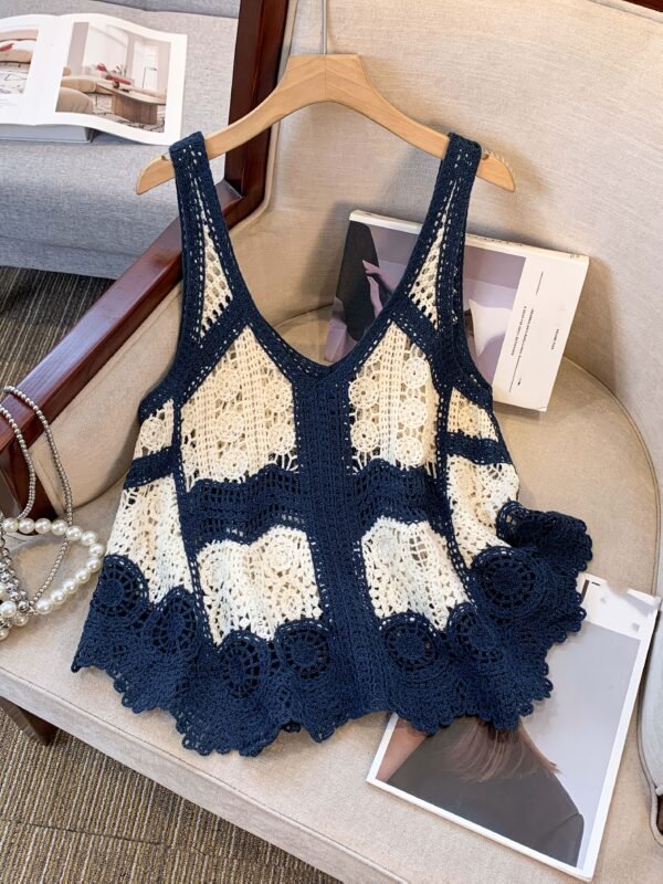 Women's Bohemian Floral Cut-Out Sleeveless Camisole Cover-Up Top