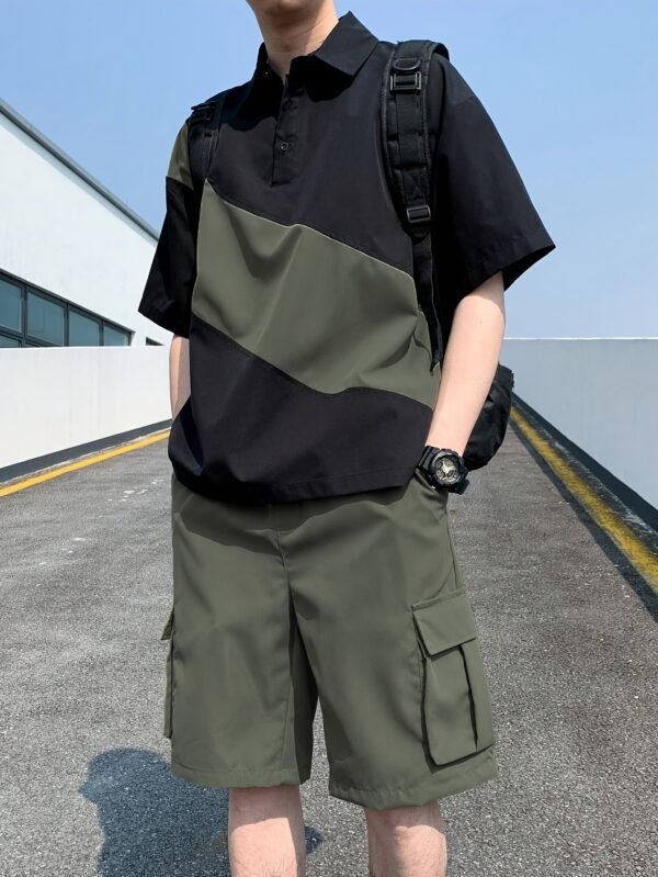 c38d047c-c8a4-4978-b610-a29f35627bd5.jpg Men's Casual Athletic Top & Bottom 2-Piece Set – Black / Army Green