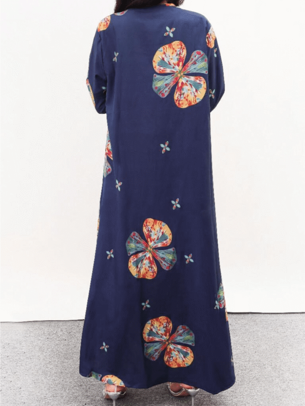 Women's Floral Print Long Sleeve Muslim Dress