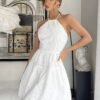 Embroidered Halter Neck A-Line Summer Dress
