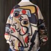c5a89f3b-bffc-469d-979d-5d268eb46435.jpg Women's Line Art Face Print Long Sleeve Pullover Top