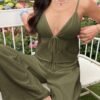 Forest Green Textured Camisole & Layered Skort Set