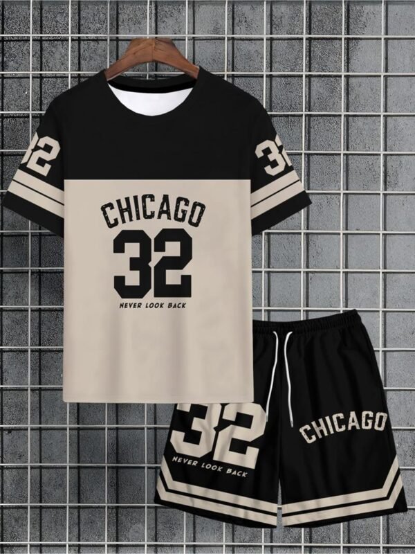 Men's Casual Crew Neck T-Shirt & Shorts 2-Piece Set