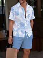 c86771e2-f008-45b9-9694-d819468093f3.jpg Men's Summer Printed Collared Shirt & Drawstring Shorts Set