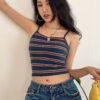 Rainbow Stripe Square Neck Crop Camisole