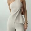 Women's Elegant Vacation Style Spring-Summer 2-Piece Set – Khaki