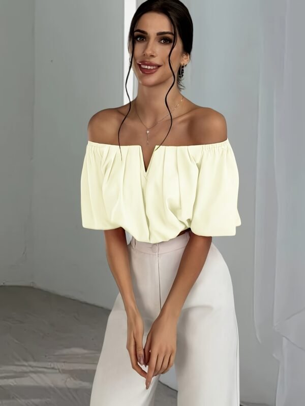cf4ddf87-fb40-4603-8056-2bd7b39ebd5c.jpg Women's Elegant V-Neck Solid Color Short Blouse – Apricot