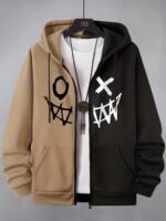 Men's Autumn & Winter Printed Hooded Zip-Up Jacket