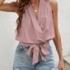 Pink V-Neck Casual Elegant Midi Dress