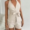 d2f9a1de-ce41-497a-b7f3-241f51e87bab.jpg Khaki Halter Bow Top & Shorts Set