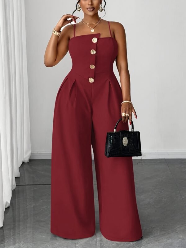 Burgundy Belted Wide-Leg Palazzo Pants