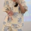 Cartoon Duck Print Pajama Set