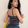 Rainbow Stripe Square Neck Crop Camisole