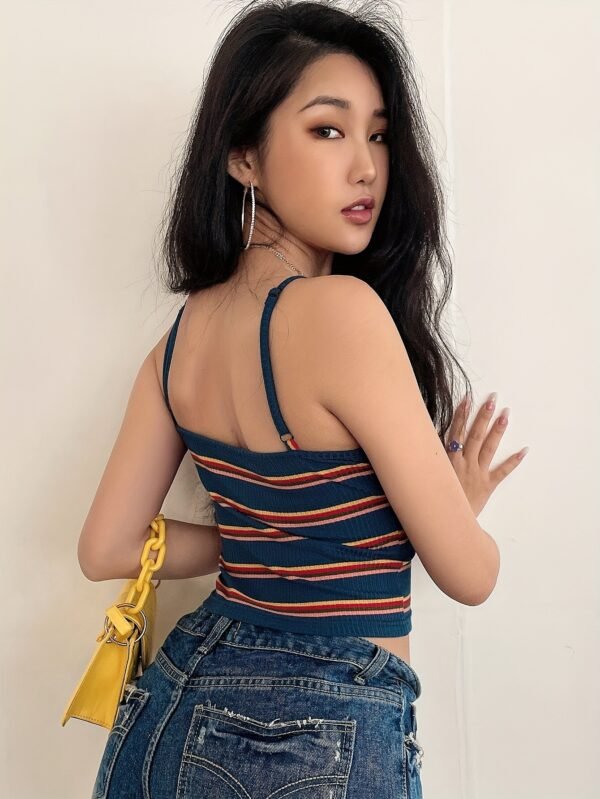 Rainbow Stripe Square Neck Crop Camisole